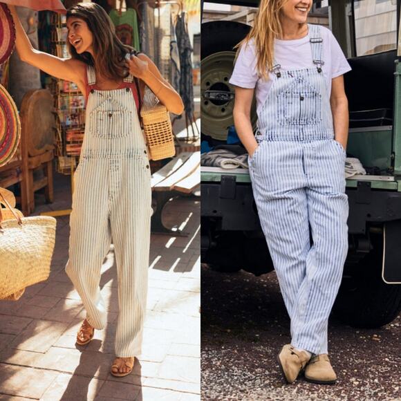 Faherty Topsail Straight Leg Overall Railraod Stripe Medium Fall Gorpcore Hiking - Picture 1 of 9